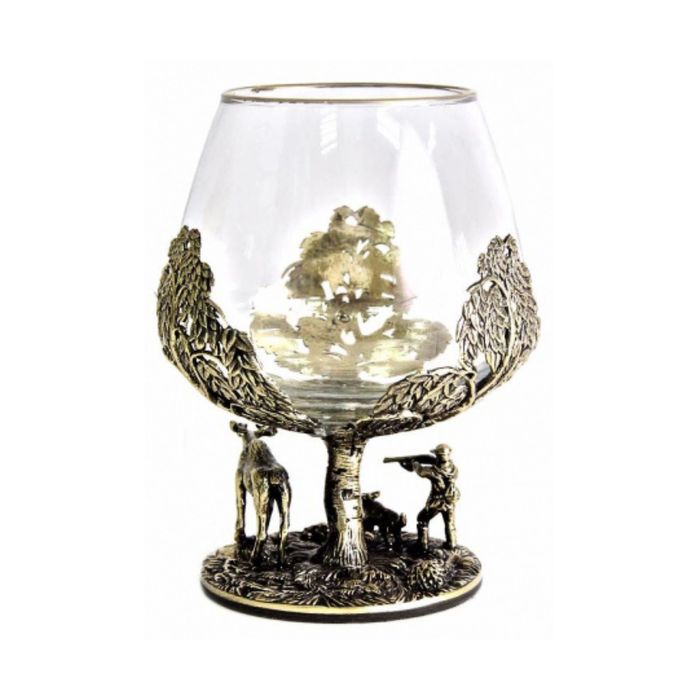 Набор бокалов для коньяка «Охота на лося и охота на уток» в картонном футляре