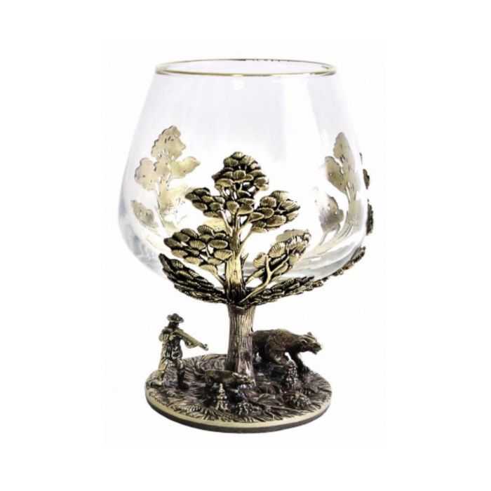 Бокал для коньяка «Охота на медведя» в шкатулке