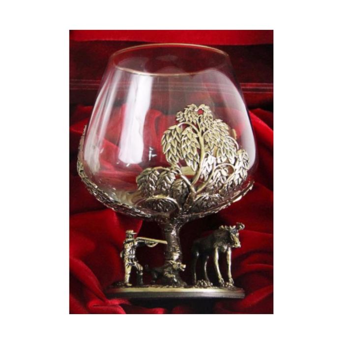 Бокал для коньяка «Охота на лося» в шкатулке