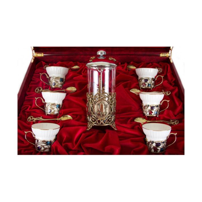 Чайный сервиз с френч-прессом «Колокольчики» в шкатулке