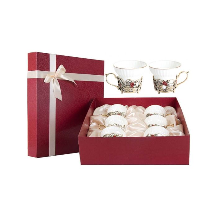 Набор из шести чашек «Земляника» в картонном футляре