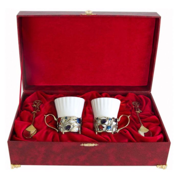 Набор из двух чашек «Колокольчики» в шкатулке из бумвинила