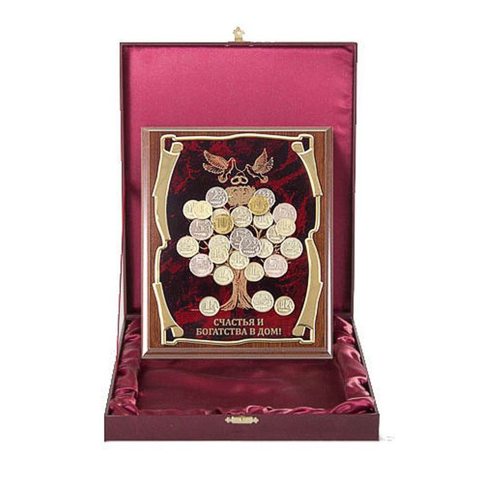 Панно с денежным деревом и голубями «Счастья и богатства в дом!»