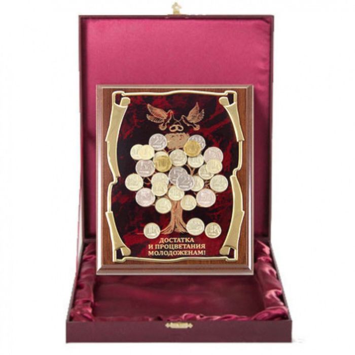 Панно с денежным деревом и голубями «Достатка и процветания молодожёнам!»