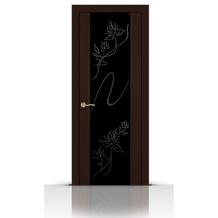 Дверное полотно остекленное БРИЛЛИАНТ венге (черный триплекс) 2000х600
