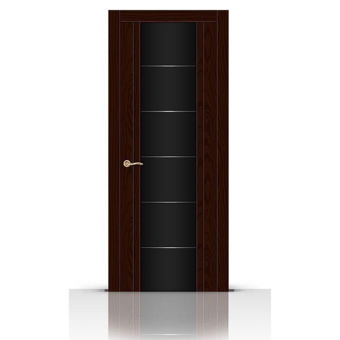 Дверное полотно остекленное ВИКОНТ ясень шоколад (черный триплекс) 2000х600