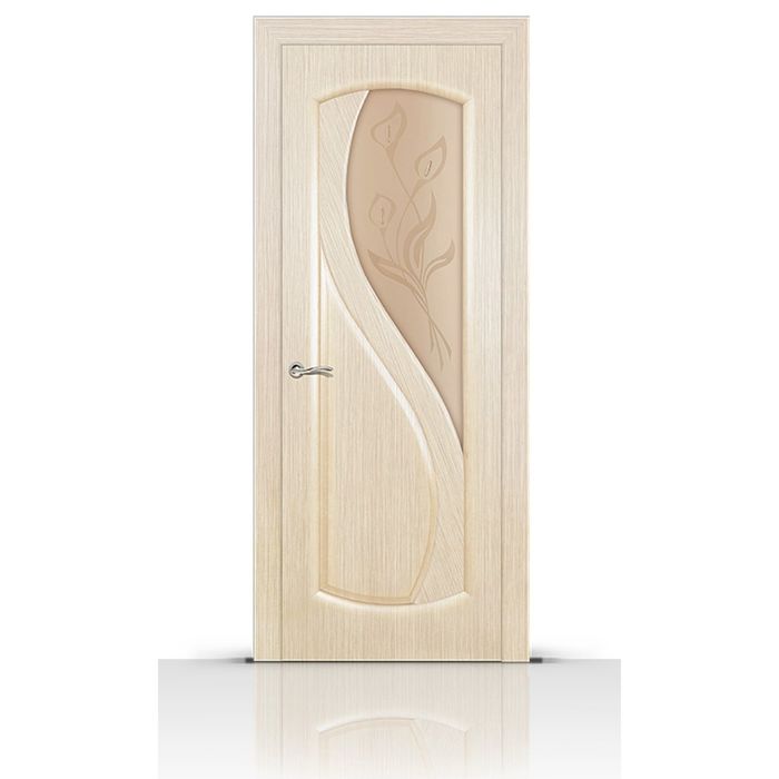 Дверное полотно остекленное ДИАМАНТ беленый дуб (бронза) правая 2000х600