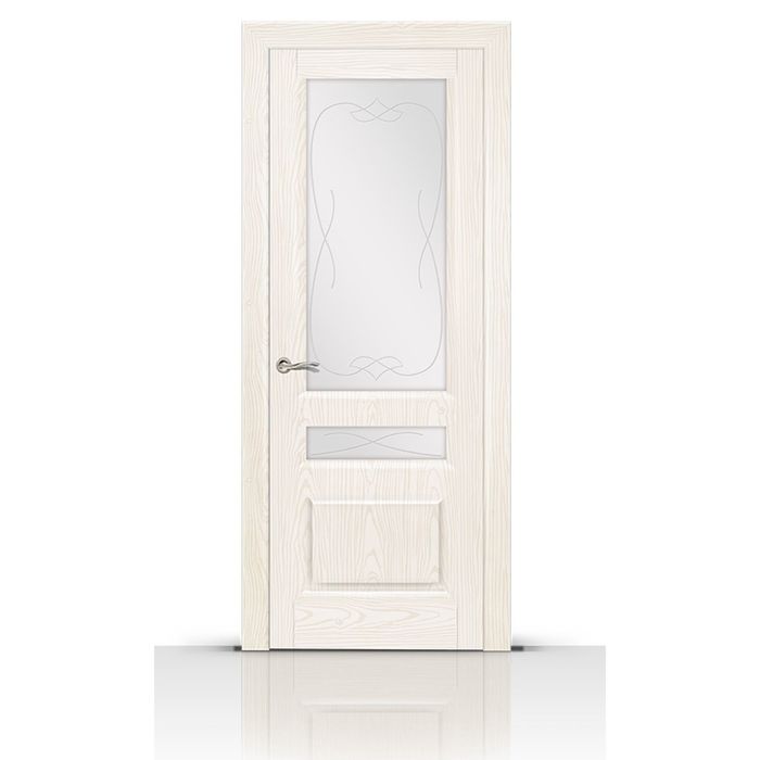 Дверное полотно остекленное МАЛАХИТ-2 белый ясень 2000х900