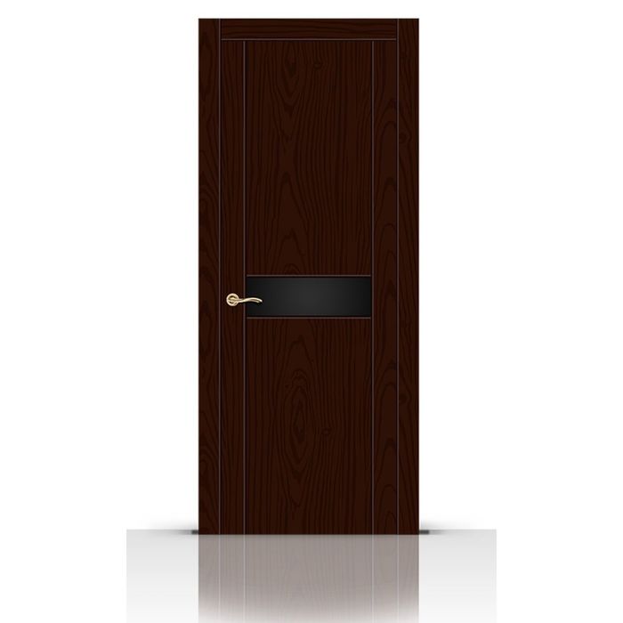 Дверное полотно остекленное ТУРИН-1 ясень шоколад (чёрный триплекс) 2000х700