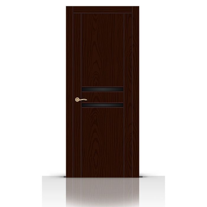 Дверное полотно остекленное ТУРИН-2 ясень шоколад (чёрный триплекс) 2000х600