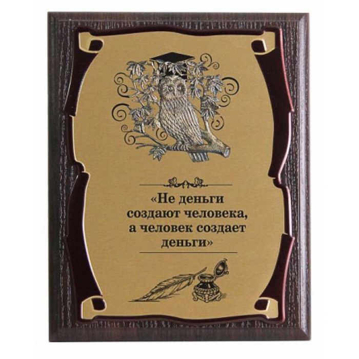 Панно с совой «Не деньги создают человека...», сублимация