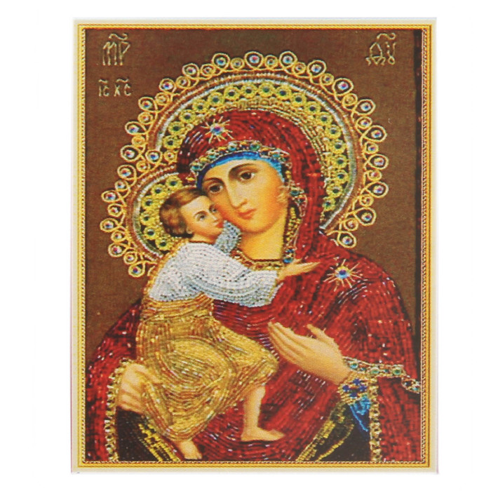 Алмазная вышивка 25*35 "Божья Матерь Владимирская" холст,емкость,стержень