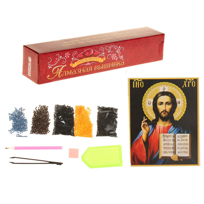 Алмазная вышивка 25*35 "Спас Вседержитель" холст,емкость,стержень