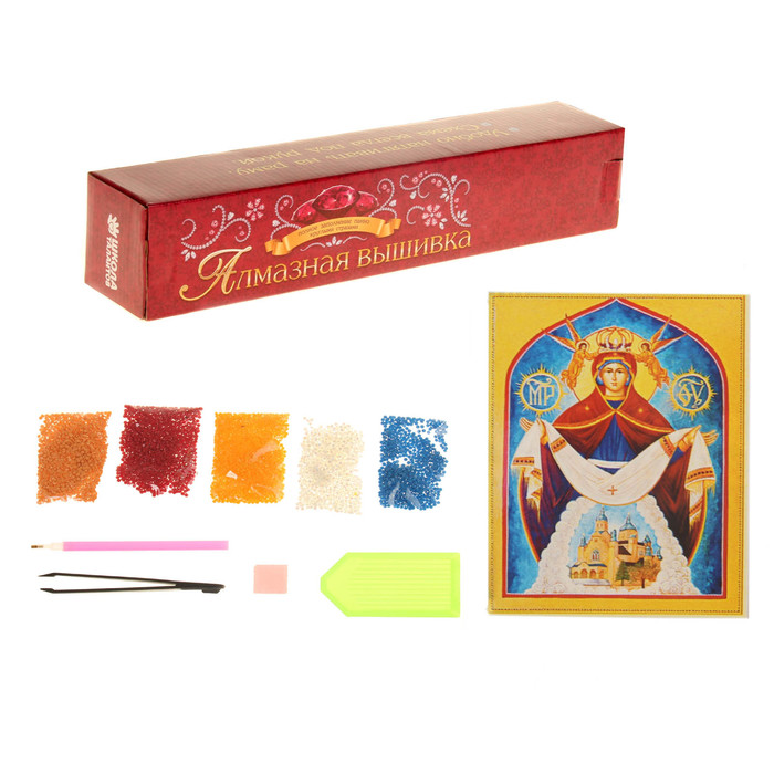 Алмазная вышивка 25*35 " Святая Проскева Пятница" холст,емкость,стержень