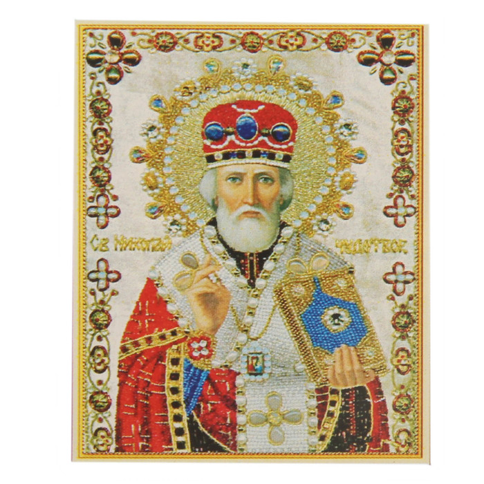 Алмазная вышивка 25*35 " Святой Николай Чудотворец "  холст,емкость,стержень