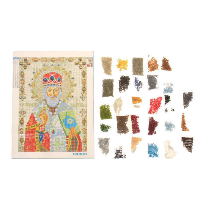 Алмазная вышивка 25*35 " Святой Николай Чудотворец " холст,емкость,стержень