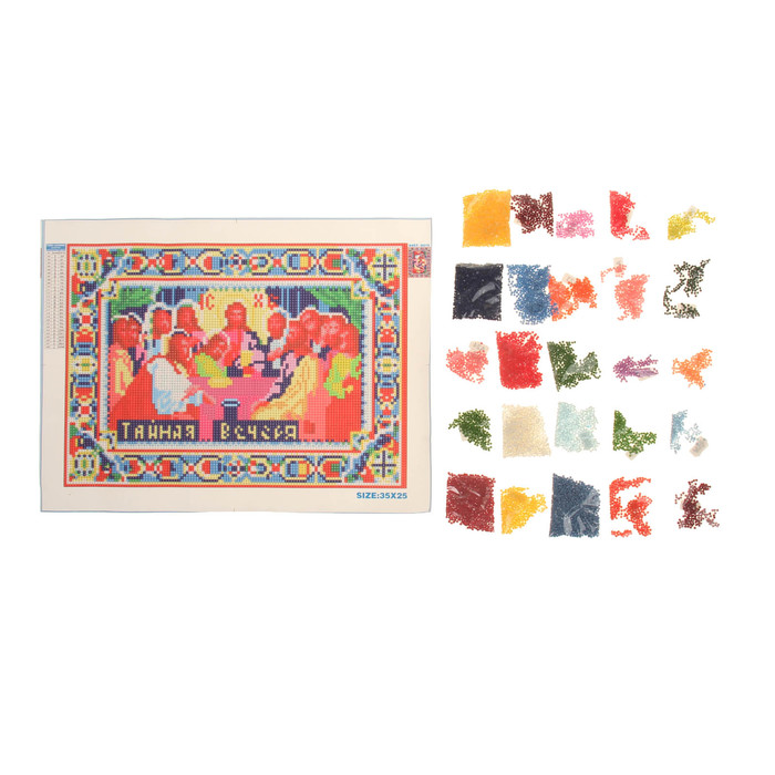 Алмазная вышивка 25*35 "Тайная Вечеря" холст,емкость,стержень