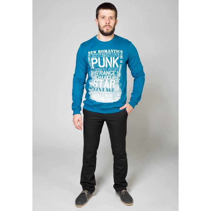 Джемпер мужской 6410 цвет бирюзовый, р-р 48