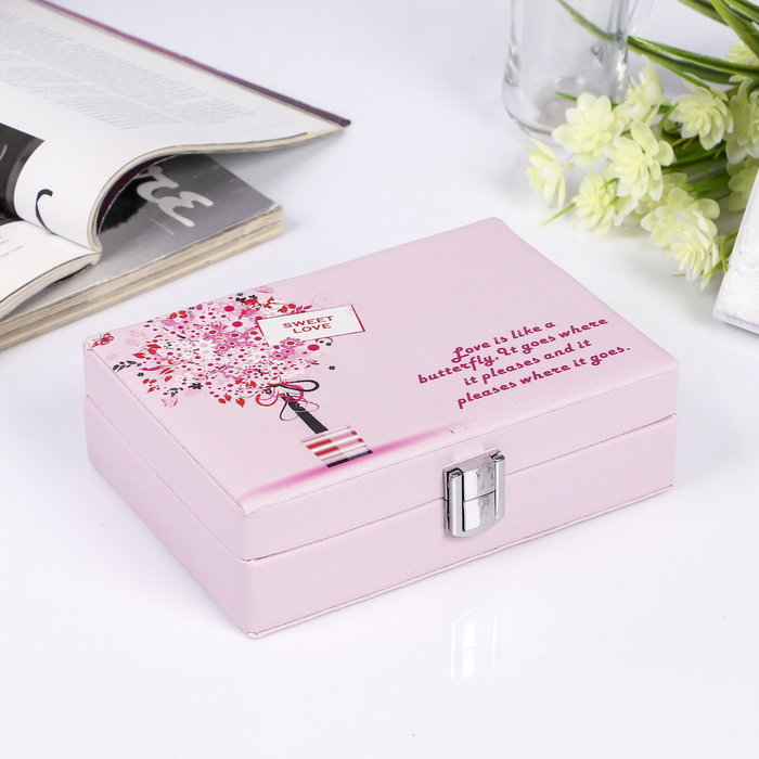 Шкатулка кожзам для украшений "Цветущее дерево" 5,5х18,5х13 см