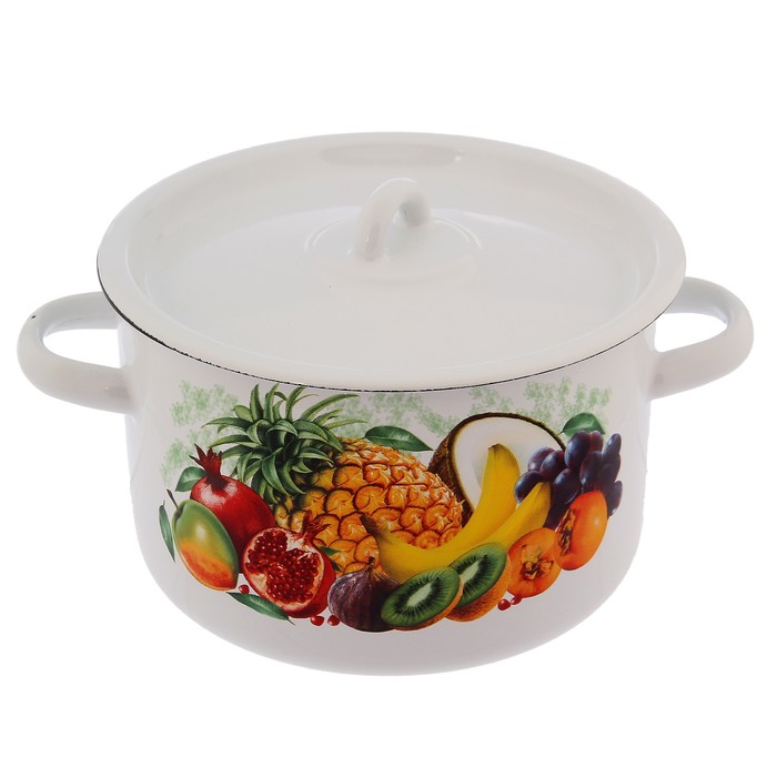 Набор кастрюль "Экзотика", 3 предмета: 1,5 л, 2,9 л, 3,9 л, цвет белый