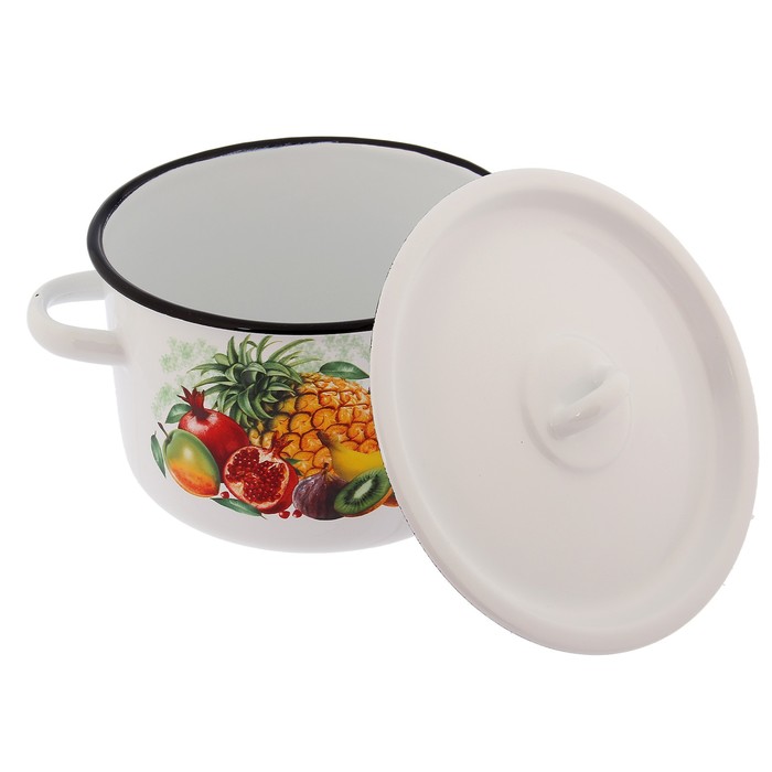 Набор кастрюль "Экзотика", 3 предмета: 1,5 л, 2,9 л, 3,9 л, цвет белый