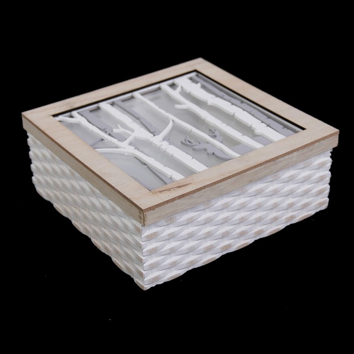 Шкатулка дерево "Олень в берёзовой роще" 8х20х20 см