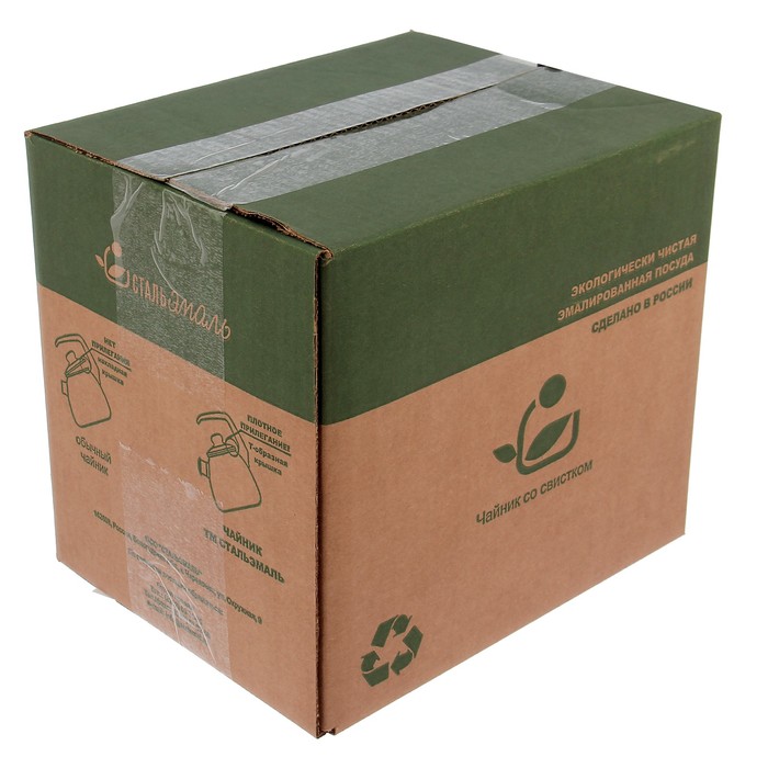 Чайник со свистком 2 л "Весенний романс", сферический, фиксированная ручка, цвет белый