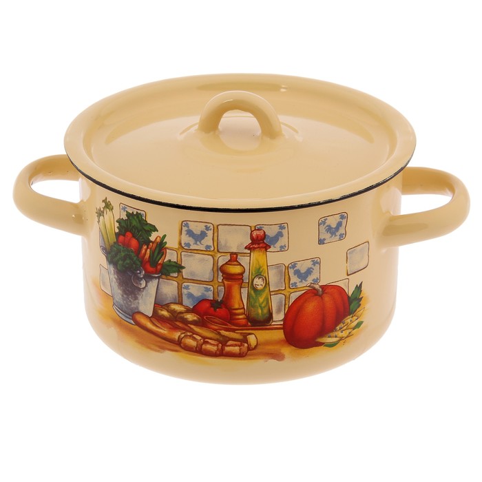 Кастрюля цилиндрическая 1,5 л "Дачная", цвет кремовый