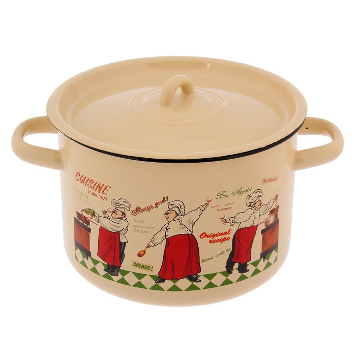 Набор кастрюль "Повара", 3 предмета: 2,9 л, 4,5 л, 7 л, цвет кремовый