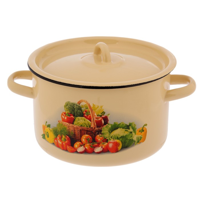 Кастрюля цилиндрическая 2,9 л "Сентябрь", цвет кремовый