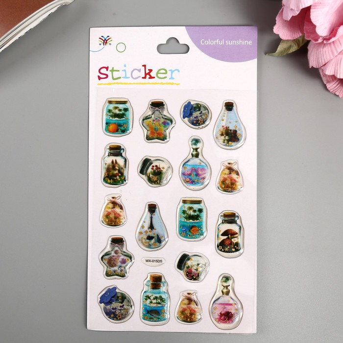 Наклейка пластик "Стеклянные шары/Баночки" МИКС 19х11 см