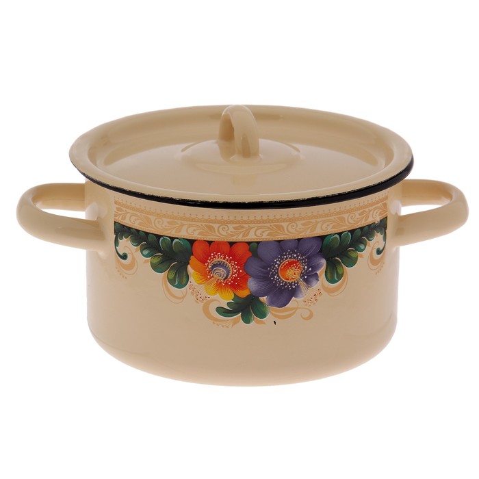 Кастрюля цилиндрическая 1,5 л "Вологда", цвет кремовый