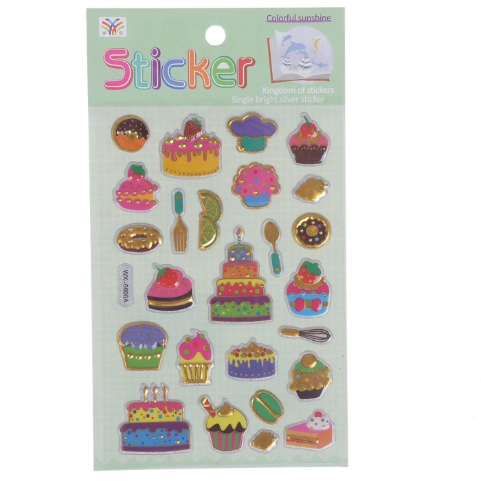 Наклейка пластик с золотой обводкой "Еда" МИКС 18,5х10,5 см