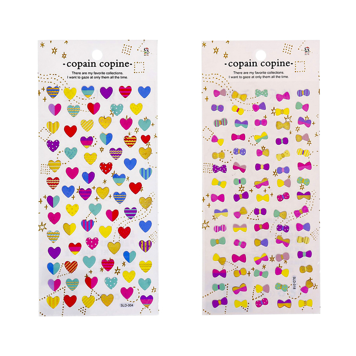 Наклейка пластик "Сердечки/Бантики" МИКС 23х10 см