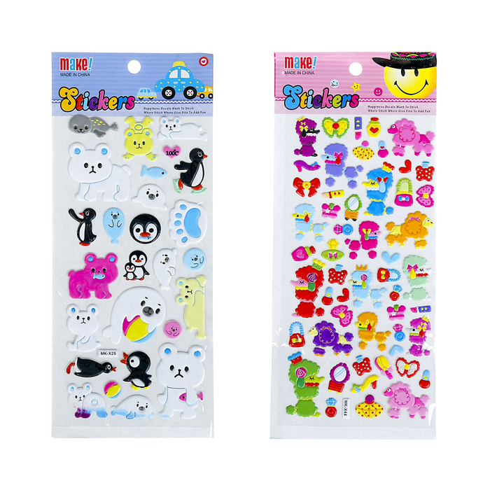 Наклейка пластик мягкая "Медведи/Пудель" МИКС 24х10 см