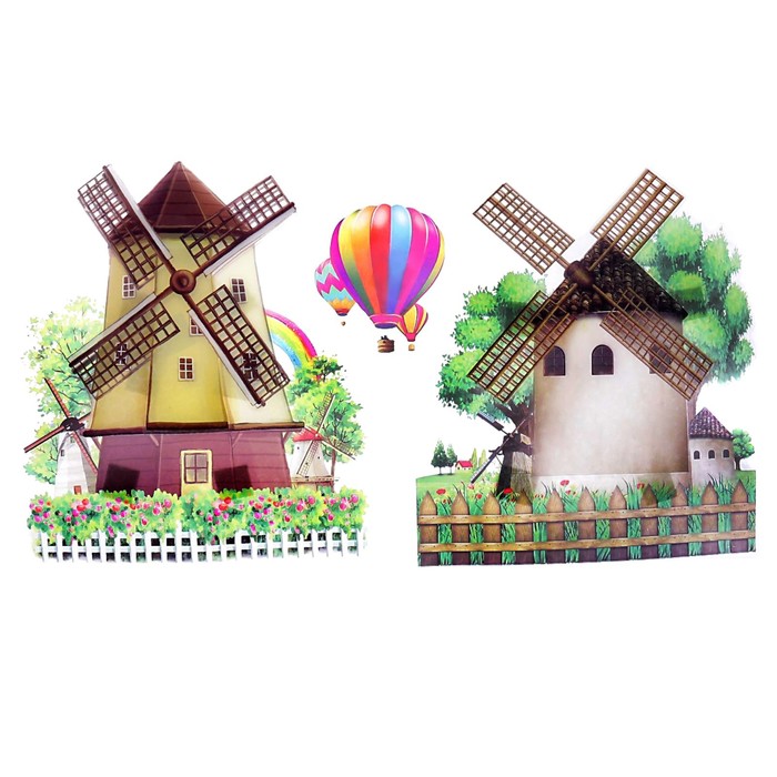 Наклейка пластик интерьерная "Мельницы" 35х50 см