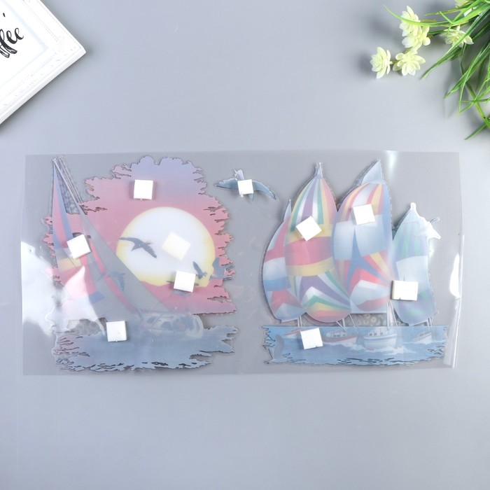 Наклейка пластик интерьерная "Парусники" 35х50 см