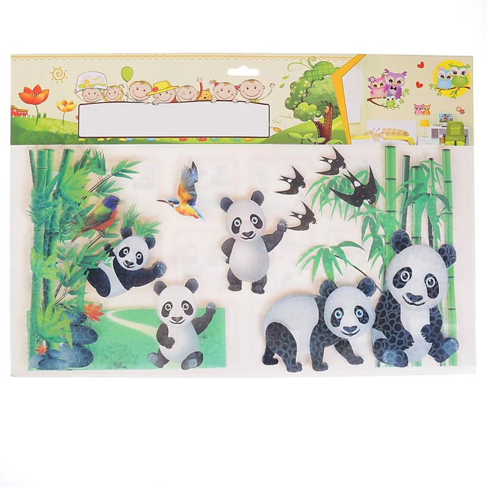 Наклейка пластик интерьерная "Панды" 35х50 см