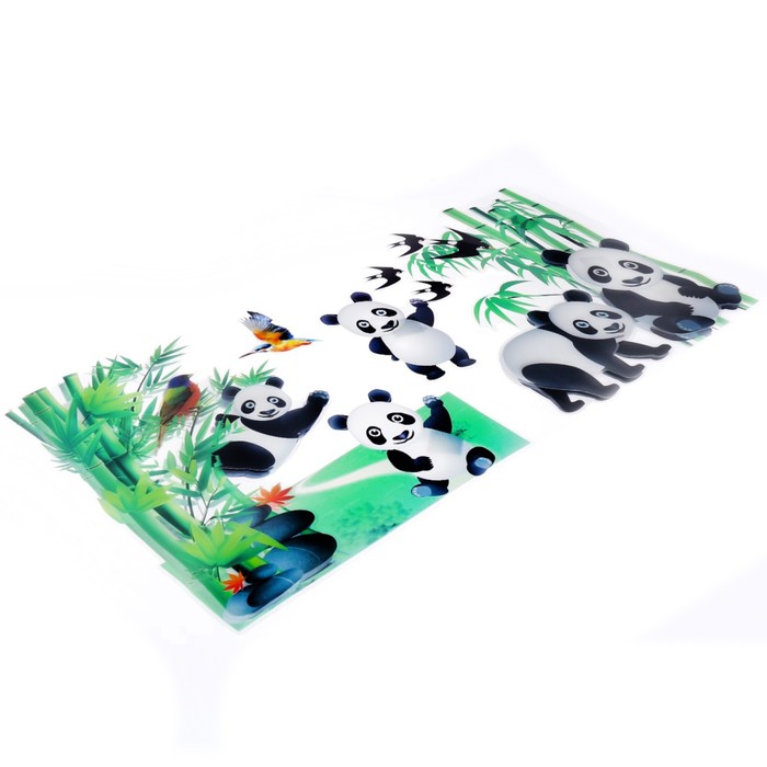 Наклейка пластик интерьерная "Панды" 35х50 см