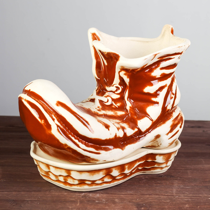 Цветочный горшок 3,5 л "Ботинок", шамот