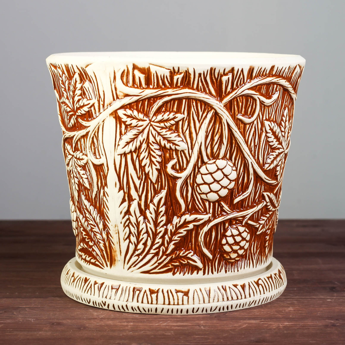 Цветочный горшок 7л "Хмель", шамот,