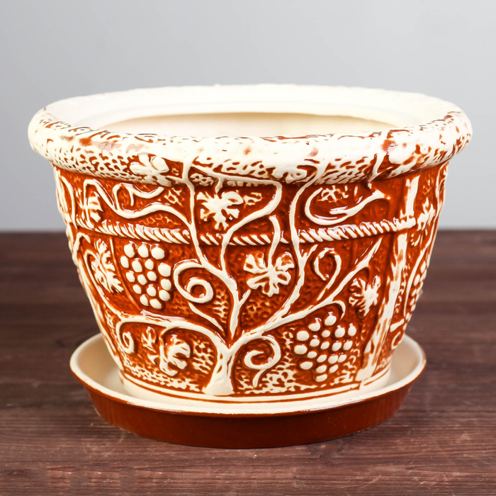 Цветочный горшок 3л "Виноград" малый, шамот,