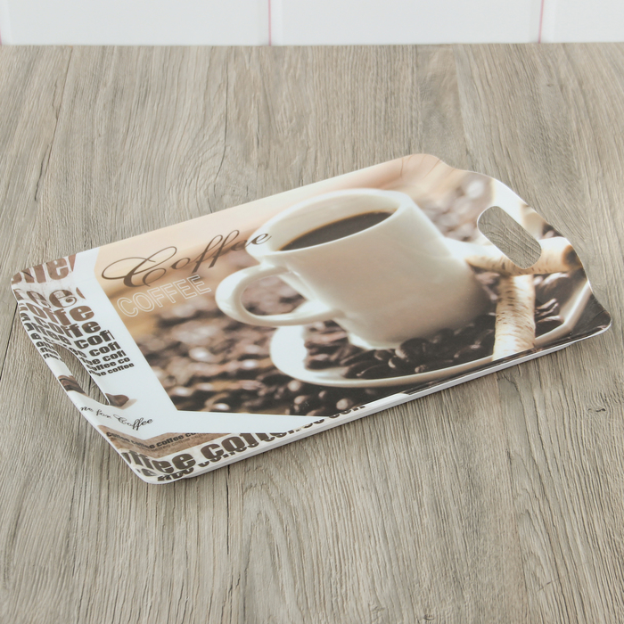 Поднос прямоугольный 38х25х2 см "Время кофе", цвета МИКС