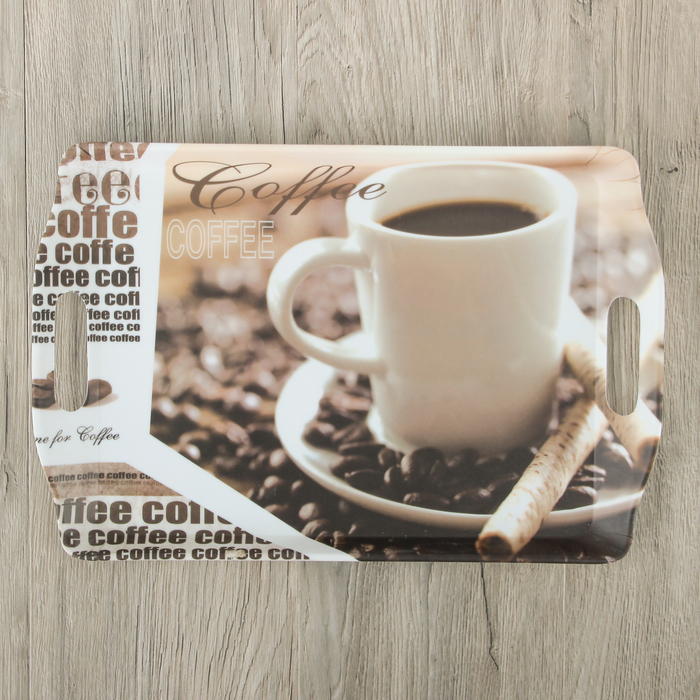 Поднос прямоугольный 38х25х2 см "Время кофе", цвета МИКС