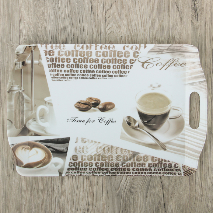 Поднос прямоугольный 38х25х2 см "Время кофе", цвета МИКС