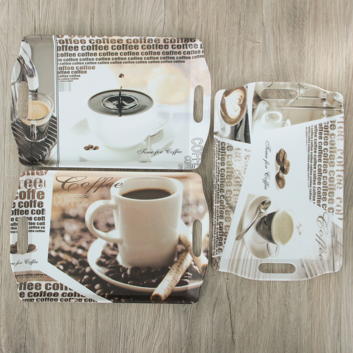 Поднос прямоугольный 38х25х2 см "Время кофе", цвета МИКС