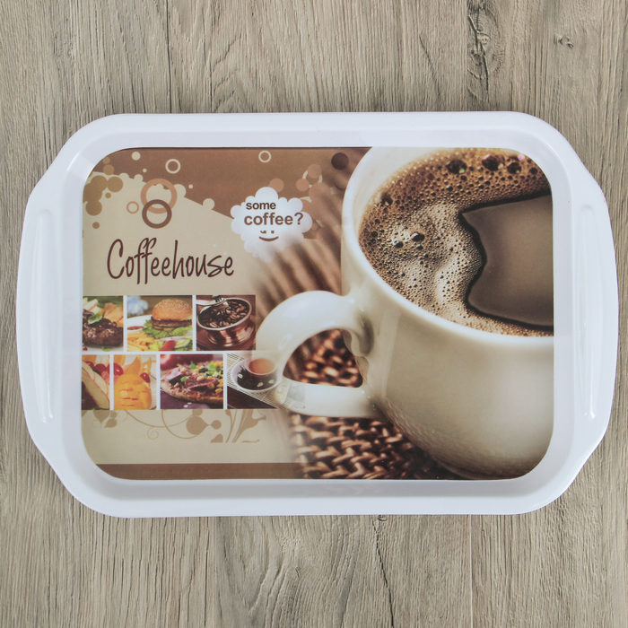 Поднос прямоугольный 38х25х2 см "Ароматный кофе", цвета МИКС