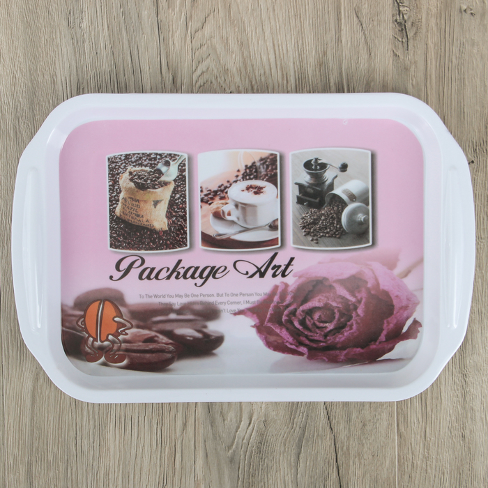 Поднос прямоугольный 38х25х2 см "Ароматный кофе", цвета МИКС