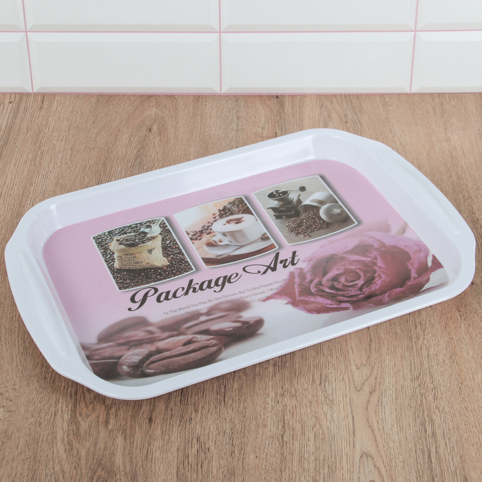 Поднос прямоугольный 46х31х2 см "Ароматный кофе", цвета МИКС