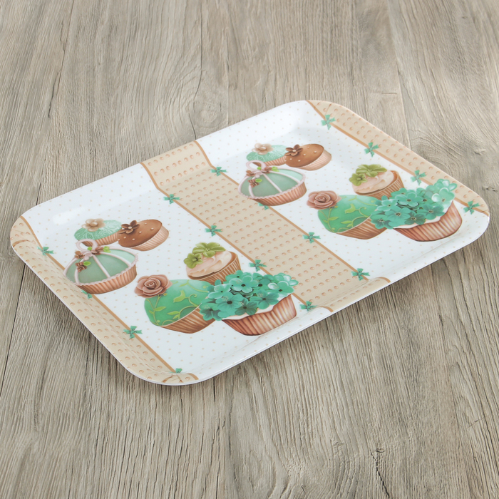 Поднос прямоугольный 35х26х2 см "Сладости", цвета МИКС